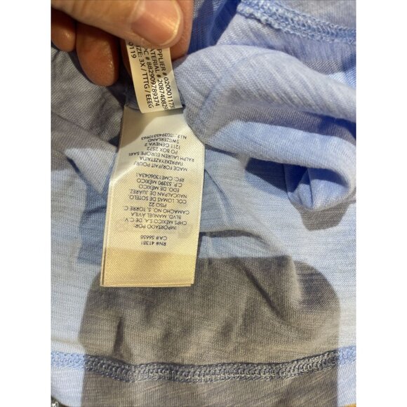 Chaps Women’s 3X Light Blue Lace Sleeve Top Relaxed Fit Cotton Blend NWT - Picture 12 of 13